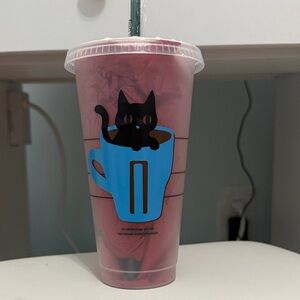 Cat-Themed Blue and Black Tumbler